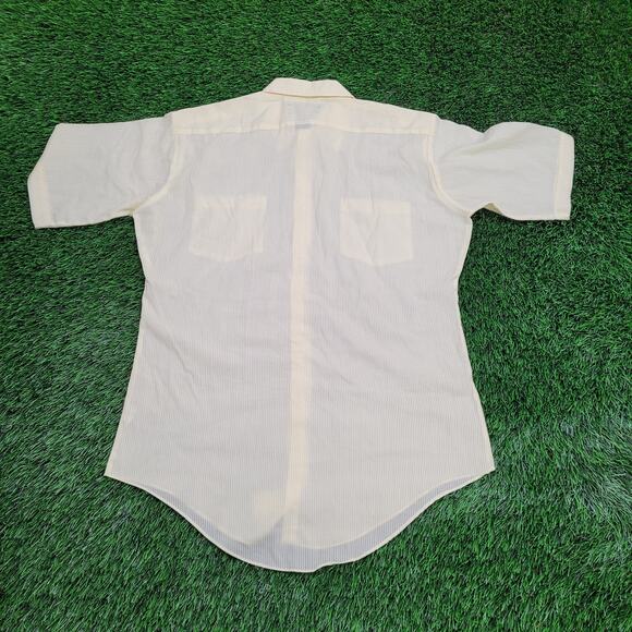 Vintage Polyester Textured Button Shirt Large 22x31 Yellow - Picture 2 of 12